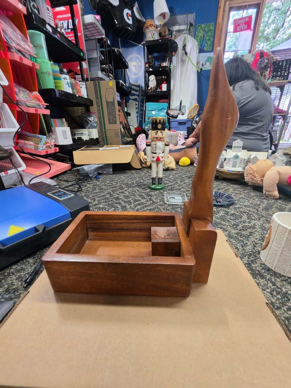 Vintage Wooden Goose Nut Cracker Box